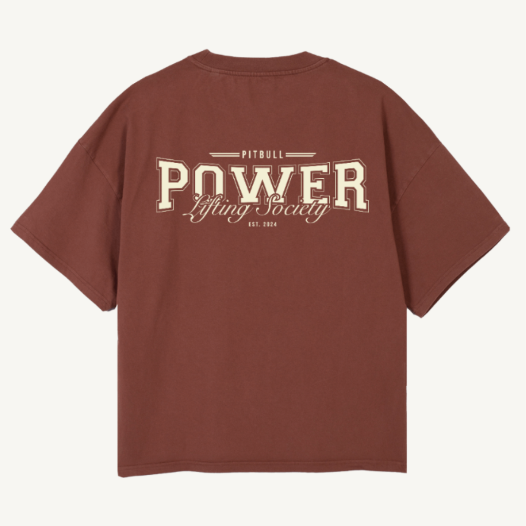 Vintage Brown 'Lifting Society' Boxy Tee