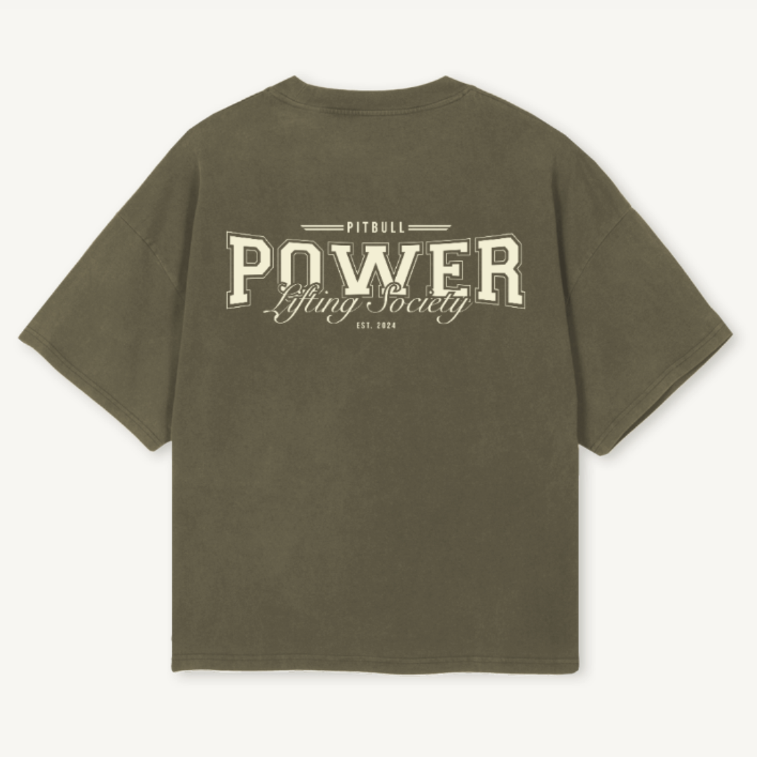 Vintage Olive 'Lifting Society' Boxy Tee
